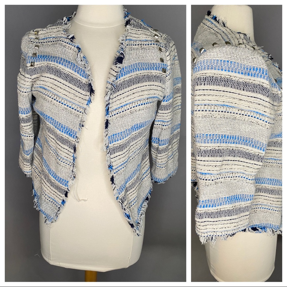 American Rag distressed blazer with shoulder studs